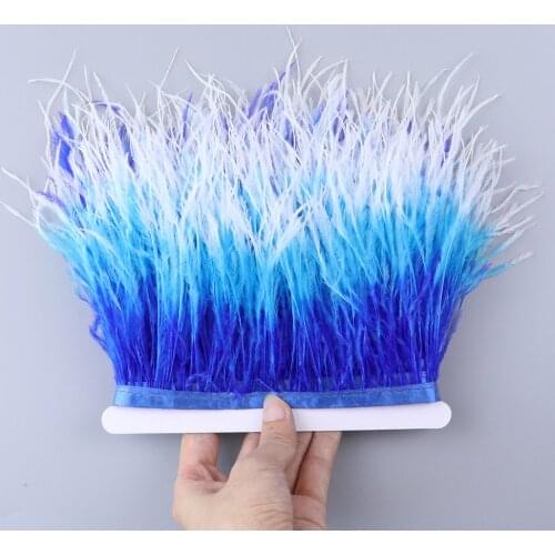 Gradient Three-color Feathers Ribbon Natural White Ostrich Feather Trimming 10-15CM Costume Party DreAccessories for Crafts