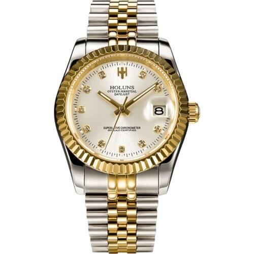 HOLUNS Mens Gold Watch