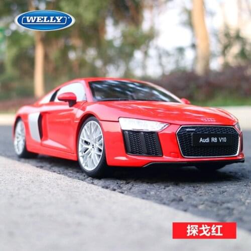 1:18 Scale Diecast Alloy Car Toys Model For Audi R8 Sports Car Model With Suspension Steering Wheel Control Front Wheel Steering