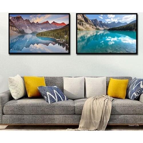 Beautiful Mountain Picture Wall Art Lake Louise Canada Landscape Wall Pictures for Living Room Home Decoration Posters prints