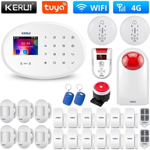 KERUI WIFI GSM Smart Home Security Alarm System With 2.4 Inch TFT Touch Panel APP Control Wireless Sensor Burglar Smoke Detector