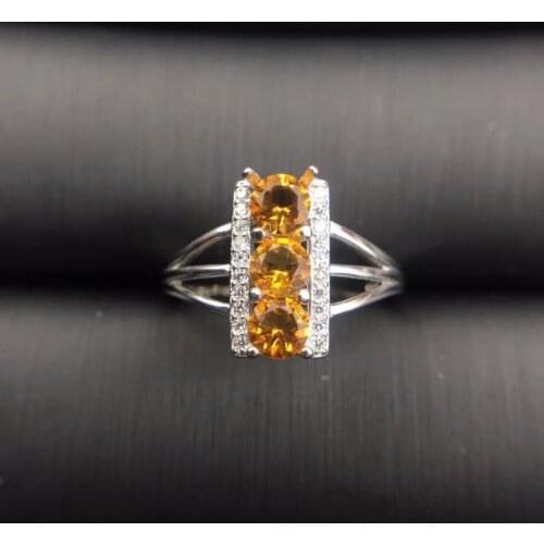 Natural Citrine Birthstone Solitaire Ring Genuine 925 Sterling Silver New Fine Jewelry For Women