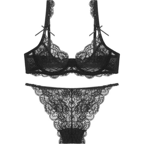 DaiNaFang New Sexy Bras Set 32/70 34/75 36/80 38/85 40/90 42/95 BCDE Cup Unlined Push Up Underwear Ultra-Thin Lingerie