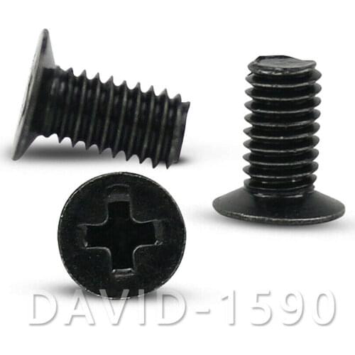 M3 M4 Black Steel Phillips Cross Flat Thin Head Countersunk 120 Machine Screws
