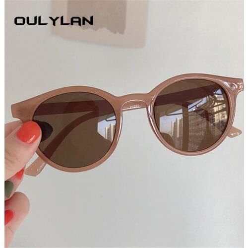 Oulylan Round Sunglasses Women Brand Designer Vintage Sun Glasses Ladies Shades Eyewear Korean Style
