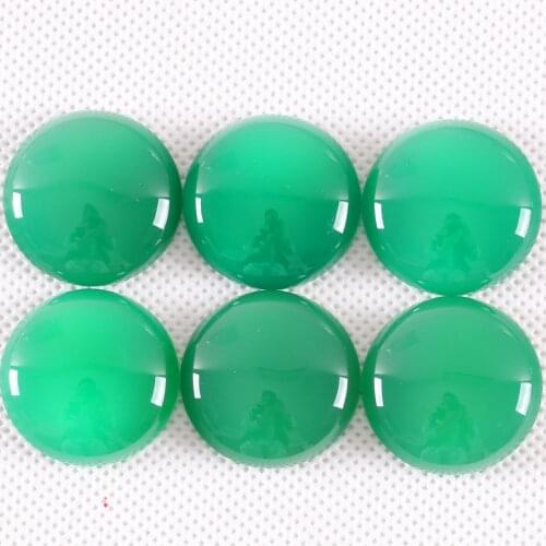 2Pcs/Lot 25MM Round CAB Cabochon Natural Gem Stone Green Onyx No Drilled Hole Bead For Jewelry Making Bracelet Earring K1067
