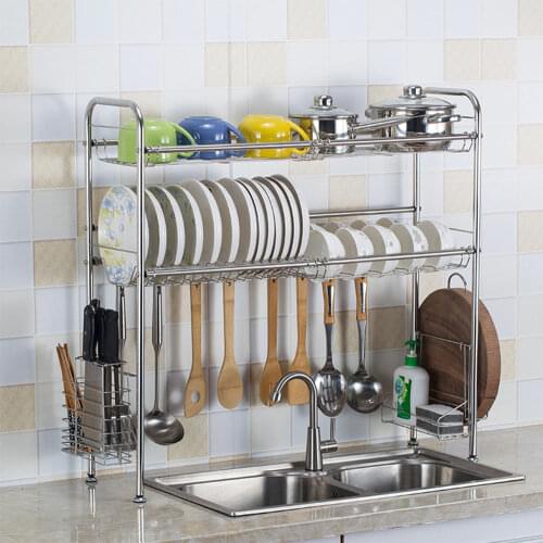 Stainless Steel Kitchen Shelf Organizer Over The Sink Dish Drying Rack Holder Draining Shelf Storage Countertop Organizer