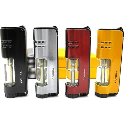 Cohiba Metal Cigarette Cigar Tobacco Lighter 1 Torch Jet Flame Portable With Gift Box Smoking Tool Accessories Windproof