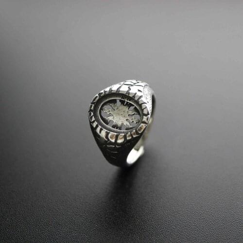 Multiple size oval bezel antiqued style solid 925 sterling silver adjustable DIY ring settings for cabochon 1223098
