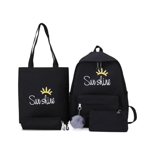 4pcs/set Fashion Woman Backpacks College Student Schoolbag Travel Rucksacks Leisure Backpacks For Teenage Girls School Bagpack