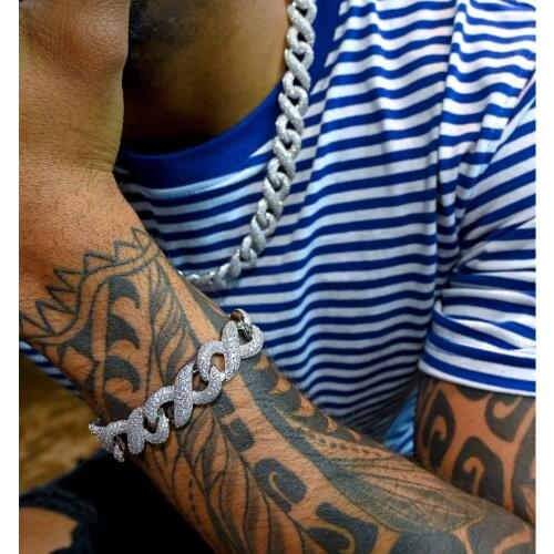 18'' men necklace with inifity charm Chains hip hop Necklaces wide band 15MM cuban chain Statement Necklace 2021