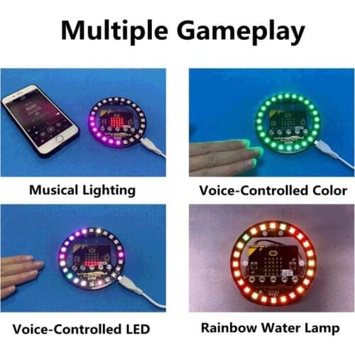 Hottest DIY Learning Kit Micro:bit Programmable Expansion Board Compatible with Arduino Voice Control Colorful LED RGB Lights