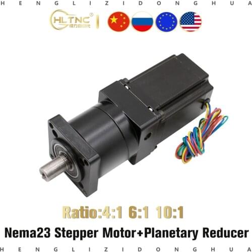 NEMA 23 stepper motor 2.5NM with Planetary gearbox 4:1/6:1/10:1 reducer ratio Motor length 100mm 3A 4wire CNC router machine