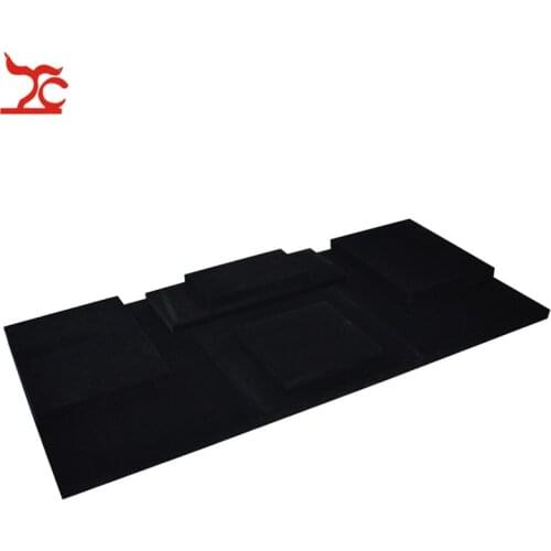 New Black Velvet Jewelry Display Window Showcase MDF Board Counter Store Jewellery Stand Necklace Ring Holder Cases 110*50*2cm