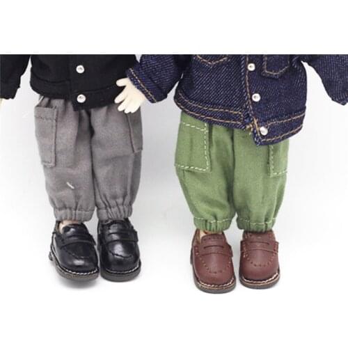 New Black brown colors OB11 baby shoes 1 / 12 bjd leather shoes For obitsu high-top leather shoes GSC clay man doll accessories