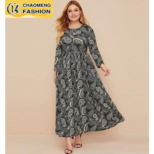 New Design Print Floral Long Sleeve Plus Size Women Turkey East Arab Maxi Casual Muslim Fashion Islamic Ramadan kaftan dresses