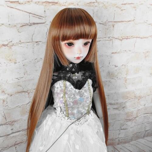 New Fashion Style 1/3 1/4 1/6 1/8 Bjd SD Wig Long Brown Straight Hair High Temperature Wire