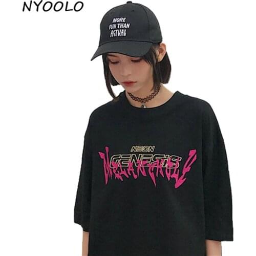 NYOOLO 2018 summer tops t shirt Vintage design streetwear letters embroidery O-Neck Short Sleeve T-Shirt women/men