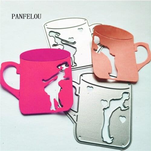 PANFELOU Lovers mug metal craft paper die cutting dies Scrapbooking/DIY Easter wedding Embossing mould cards