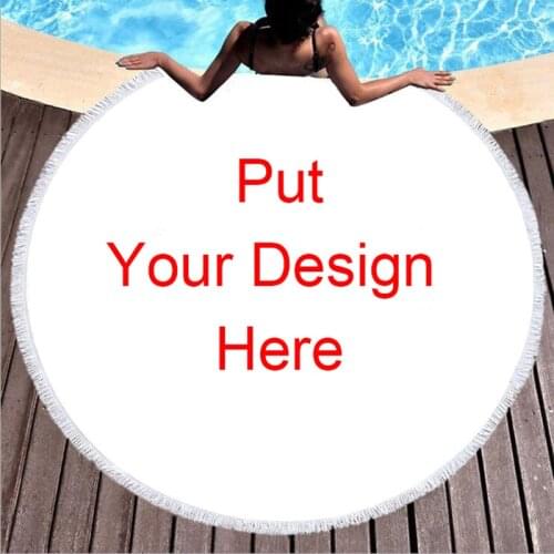 Microfine Customized Beach Towel Round Microfiber Large Printed Towel With Tassel Beach Mat