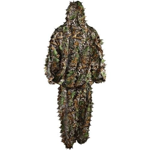 Polyester Durable Outdoor Woodland Sniper Ghillie Suit Kit Cloak Military 3D Leaf Camouflage Camo Jungle Hunting Birding