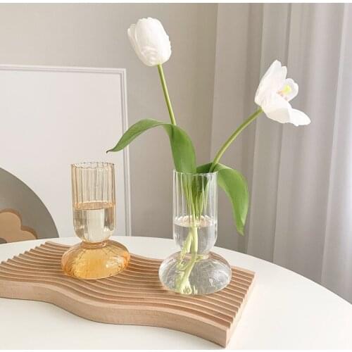 Stripe Transparent Glass Flower Vase Nordic Decoration Home Living Room Plant Vase Hydroponic Table Terrarium Vase