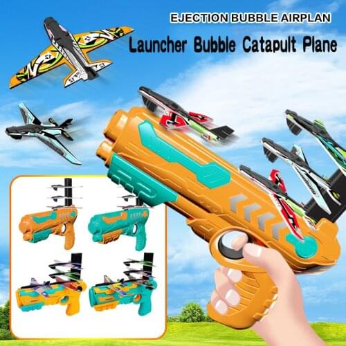 Airplane Launcher Catapult Sports Games Outdoor Garden Bubble Gun child Plane Shooting Toys for Kids Antistress Toys