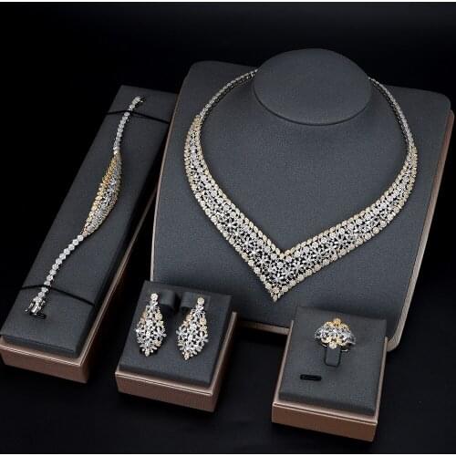 TIRIM 2021 Dubai Luxury Elegant Bridal Necklace Set for Women Cubic Zirconia Wedding Jewelry Sets For Brides Accessories jewelry