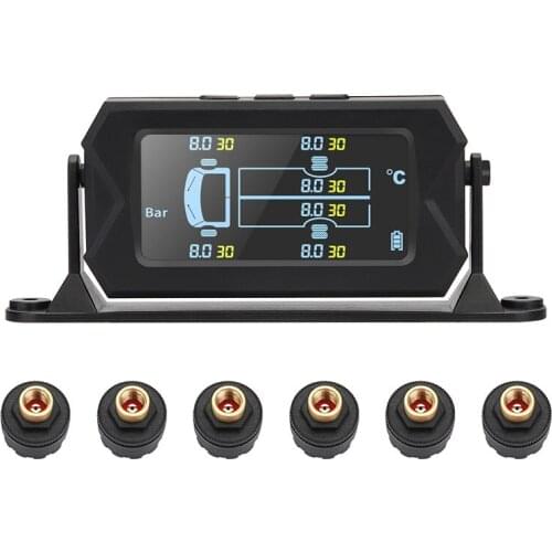 TPMS Tire Pressure Monitoring System Solar Power Digital TMPS LCD Auto Security Alarm Tire Pressure Sensor For 6-Wheel Truck