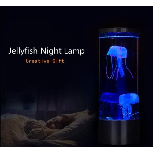 Led Jellyfish Tank Night Lamp Aquarium Style 3D LED Multicolor Lighting Lamp Creative Gift For Bedroom Bedside Home Decoration