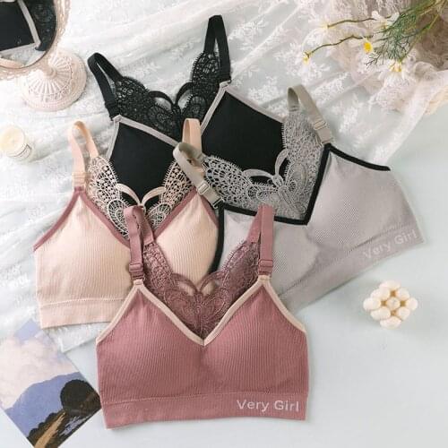 Seamless Tube Top For Women Butterfly Crop Top Sexy Lace Bra Bralette Tank Adjustable Brassiere Lingerie Underwear Camis