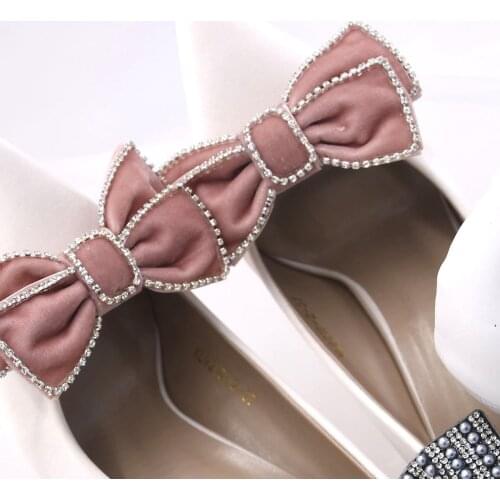 TOPQUEEN AX-12 Bowknot shoe clip high heel Crystal decorative bow shoe clip Wedding shoe shoe clip