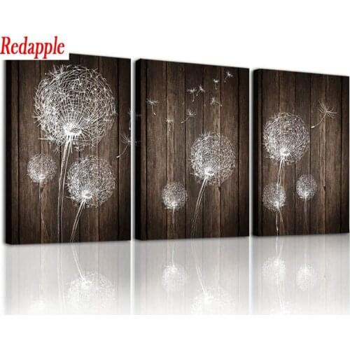 Triptych Dandelion flower 5D Diy Diamond Panting Cross Stitch Full drill Painting by numbers Rhinestones Embroidery Mosaic decor