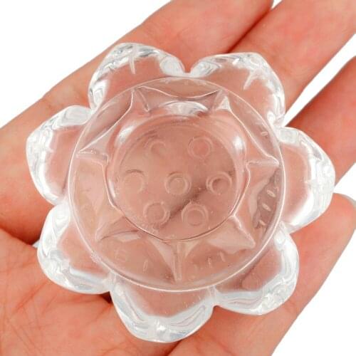 TUMBEELLUWA 2" Rock Quartz Crystal Lotus Flower Healing Crystal Ball Stand Office/Home Decor