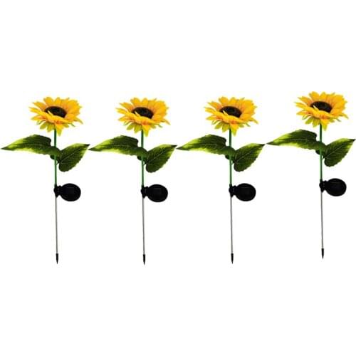 4 Pack Sunflower Solar Lights Outdoor,LED Landscape Path Light For Courtyard Sidewalk Terrace Lawn Backyard Decor