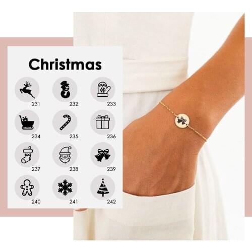 Visunion Romantic Stainless Steel Necklace Personality Custom Link Chain Engraving Christmas Pattern Necklace for Women Jewelry