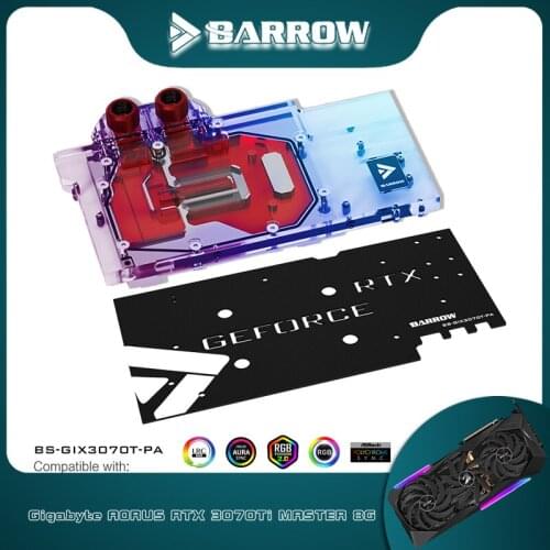 Barrow GPU Water Block For GIGABYTE AORUS RTX 3070TI MASTER 8G GPU Card, With Backplane Water Cooling System 5V BS-GIX3070T-PA
