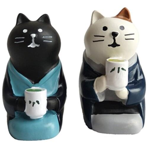 Japan Cute Home Ornament Sushi Dessert Cat Figurine Animal Cat Accessories Model Decor Mini Garden Decoration Accessories Bonsai