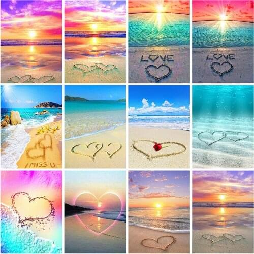 Yumeart Diamond Painting 5d DIY Landscape Full Square Drill Diamond Embroidery Seaside Mosaic Sunset Handmade Gift Home Decor
