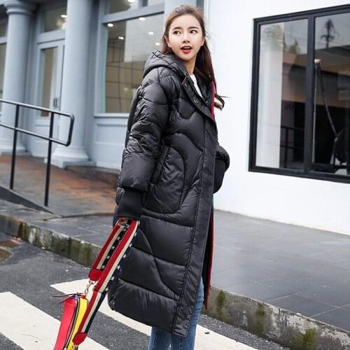 Ins New Arrival Zipper High Waist Full Bread Serve Fund Clothes Long Cotton-padded Jacket 2019 New Back Season Cotton Woman