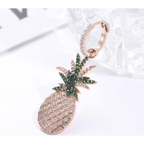 2021 Fashion Big Summer Fruit Pineapple Cubic Zirconia Statement Earrings For Women Charm Jewelry Bijoux Wholesale Dropshipping