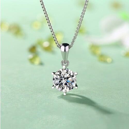 BOEYCJR Custom 18K 750Au Gold 1ct D color VVS Moissanite Engagement Diamond Necklace With national certificate for Women