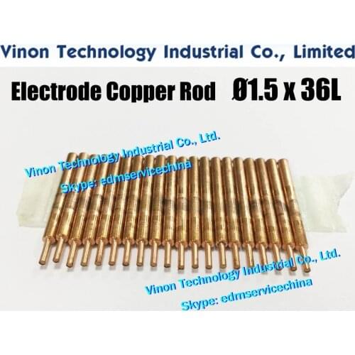 10PCS PACK) EDM Electrode Copper Rod d=1.5mm, Shank D6.0mm, Shank 30Lmm, Overall length 36Lmm. Copper Rod for Electro-Discharge