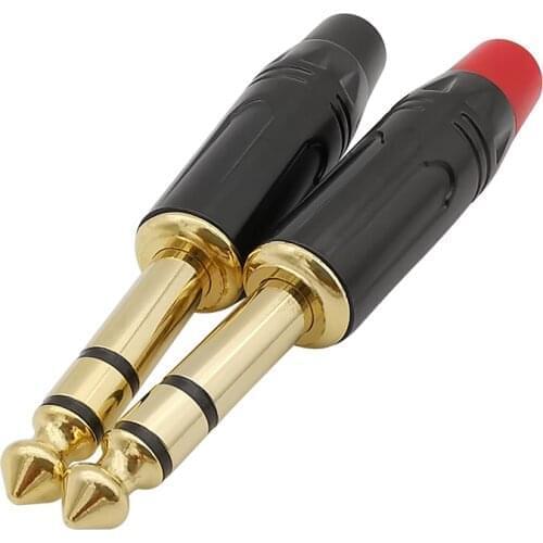 150Pcs 6.35mm Stereo Audio Plug 6.35 3Pole Jack Amplifier Microphone Connector Sophomore Core Solder Male Cable Wire Adapter