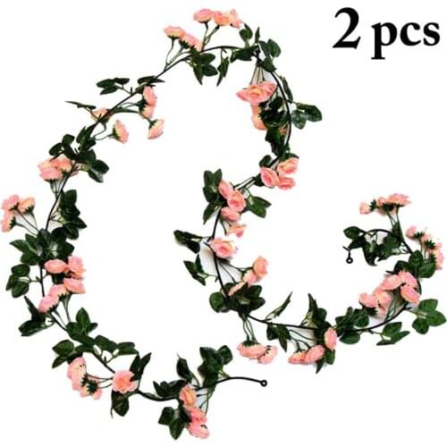 2pcs/set Artificial Flower Vine Lifelike Flower Garland Hanging Vine For Wedding Photography Props Home Hanging Decor