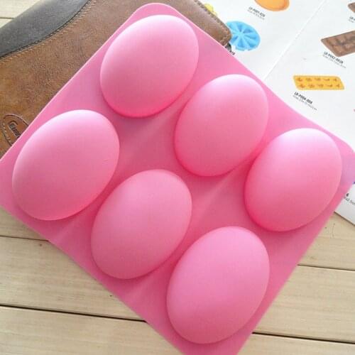 6 Slots 3D Oval Shape Silicone Soap Mould Handmade Jelly Maker Cake Mold Tool TS1