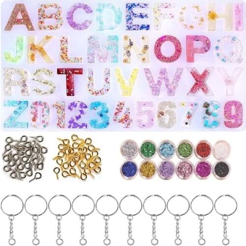 73PCS Alphabet Resin Silicone Moulds Set Backward Casting Letter Number Epoxy Molds for Resin Making DIY Crafts