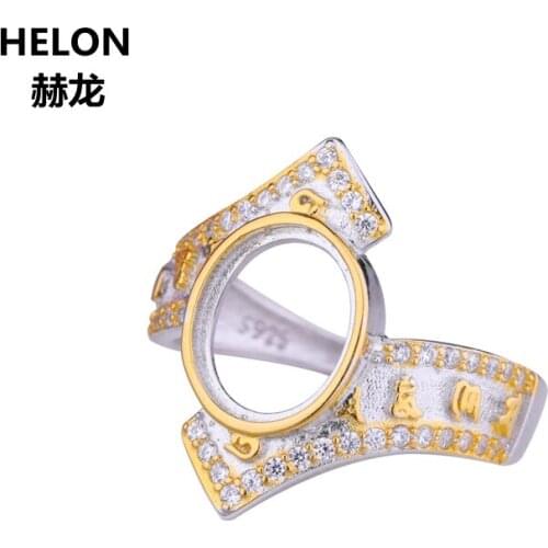 925 Sterling Silver Engagement Wedding Ring 8x10mm Oval Cabochon Semi Mount Ring fit Amber Turquoise Opal Garnet Setting