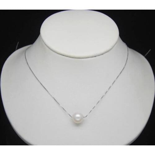 AAA 10-11 mm natural south China sea pearl pendant necklace Silver chain