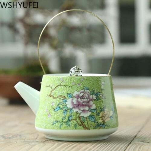 WSHYUFEI Authentic Jingdezhen Porcelain teapot Exquisite Enamel Color Teapot Master handmade ceramics Teaware Drinkware
